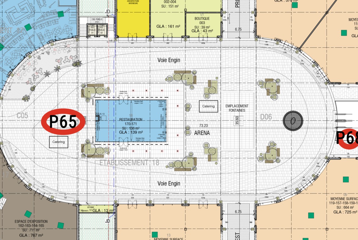 Posición sobre el plano de ubicación P65 y P68