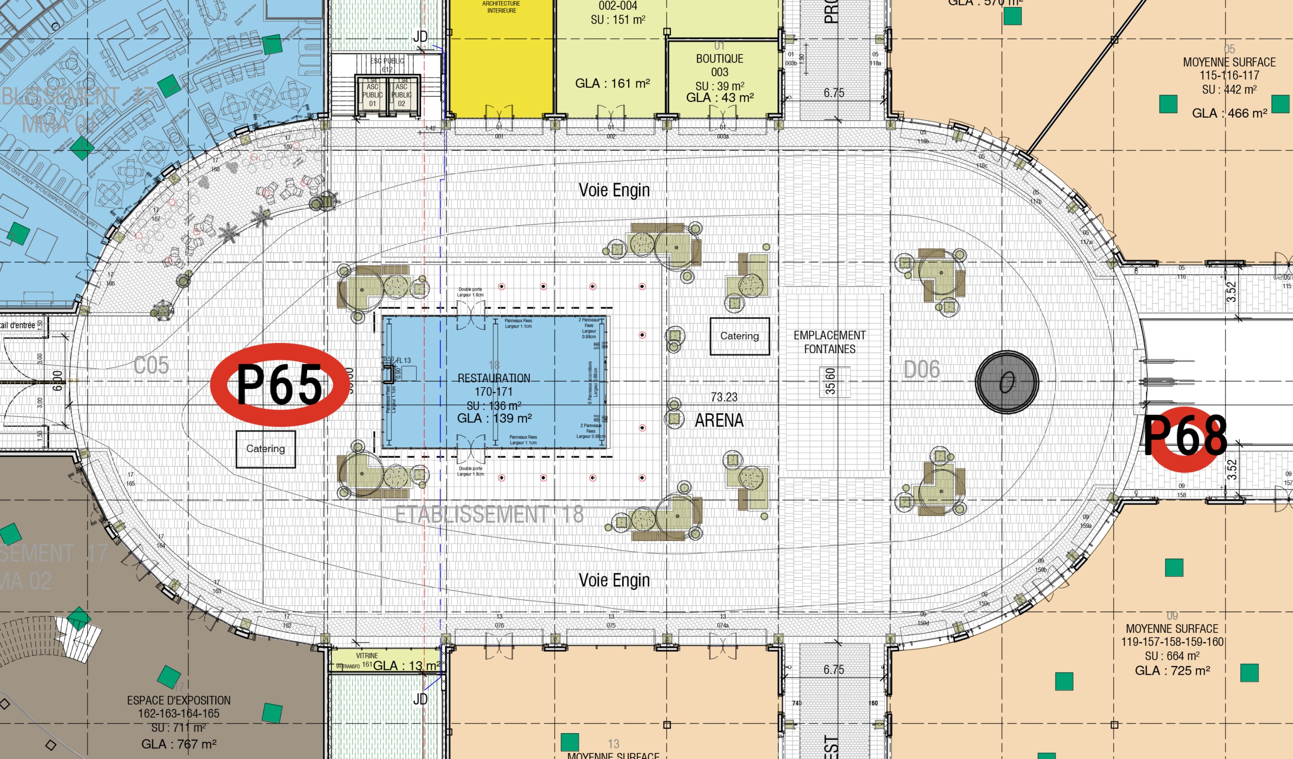 Posición sobre el plano de ubicación P65 y P68