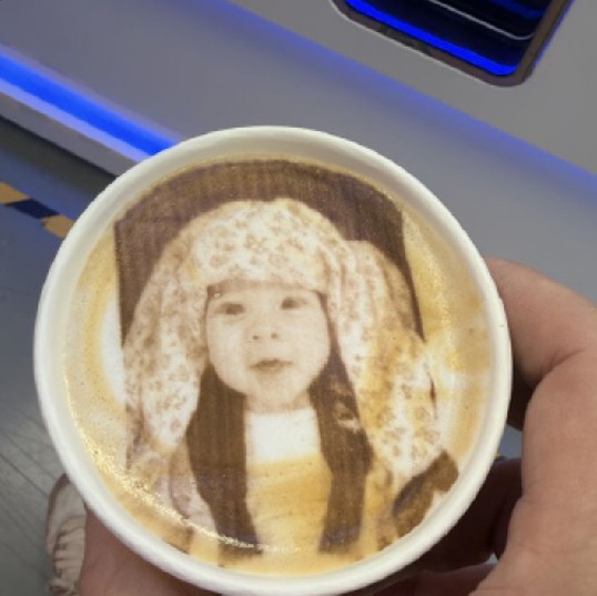 Child portrait printed on coffee foam — custom latte art for kids