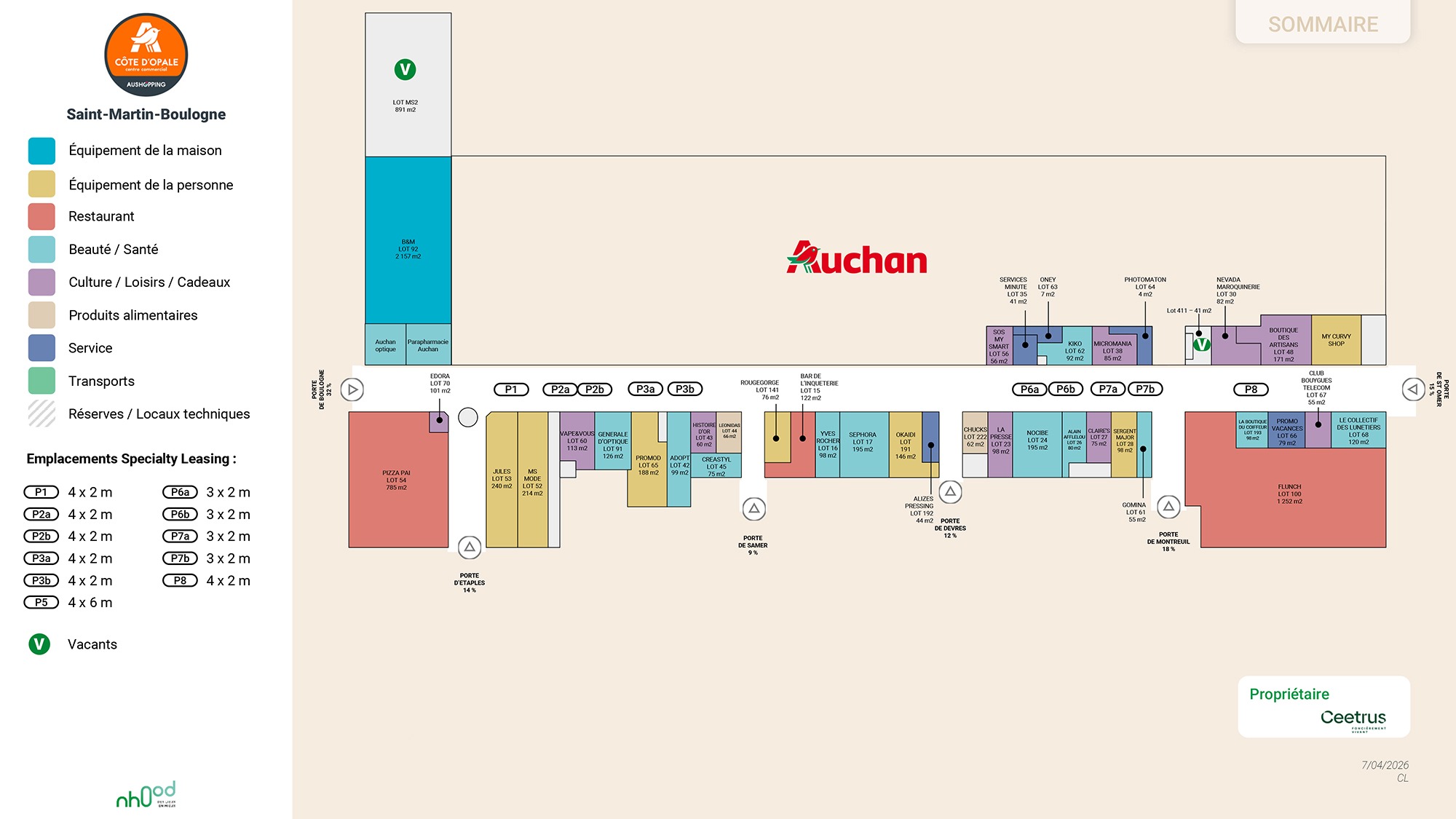 Aushopping Côte d’Opale – Saint-Martin-Boulogne (62) Plan Général