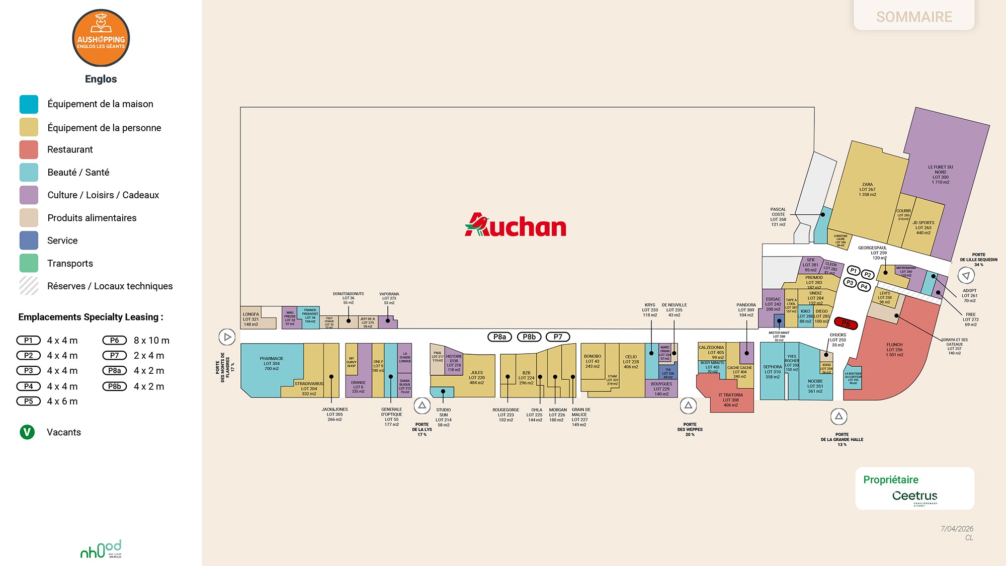 Aushopping Englos Les Géants – Haubourdin (59) Plan Général