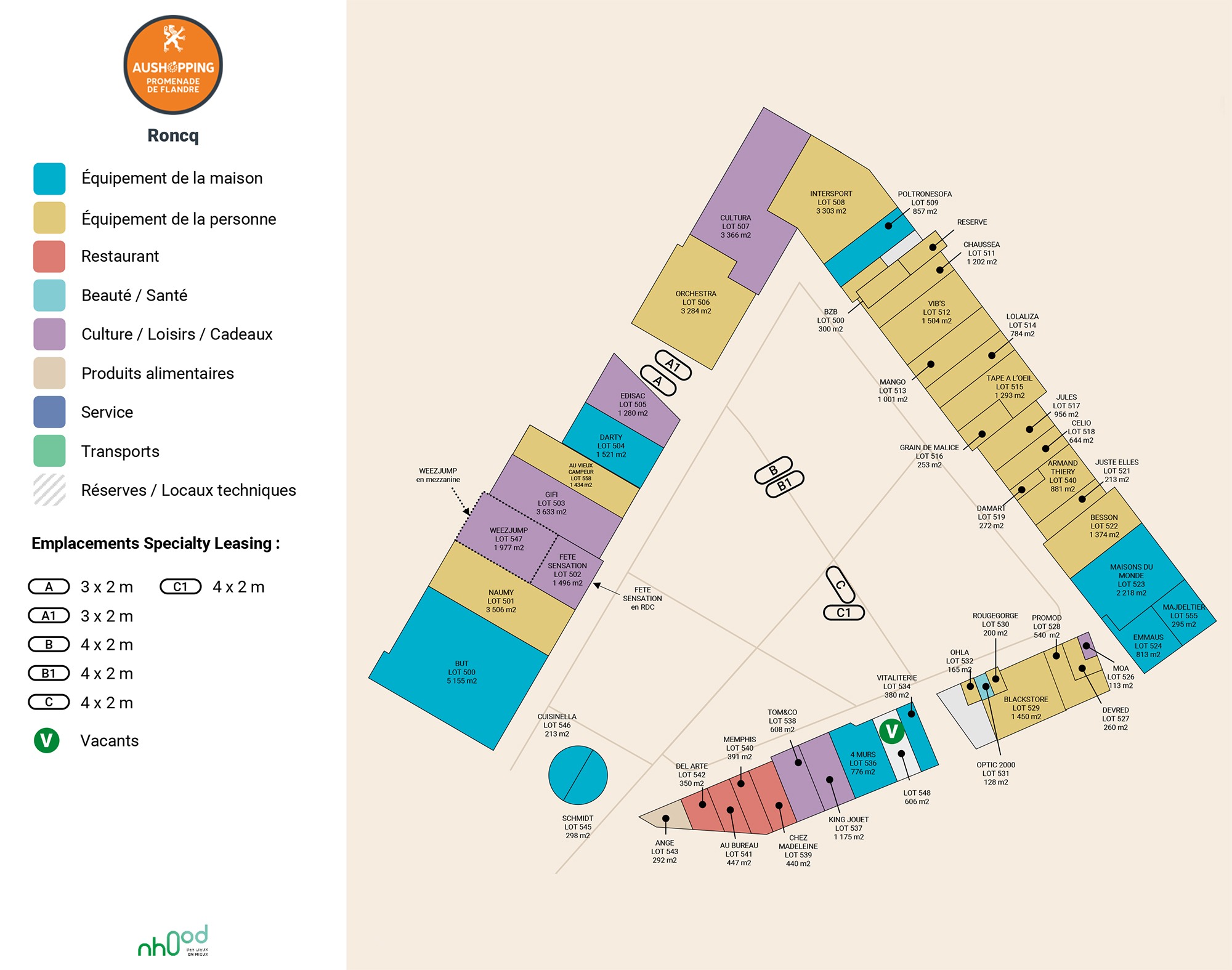 Aushopping Plan Roncq Retail Park (59) Plan Général