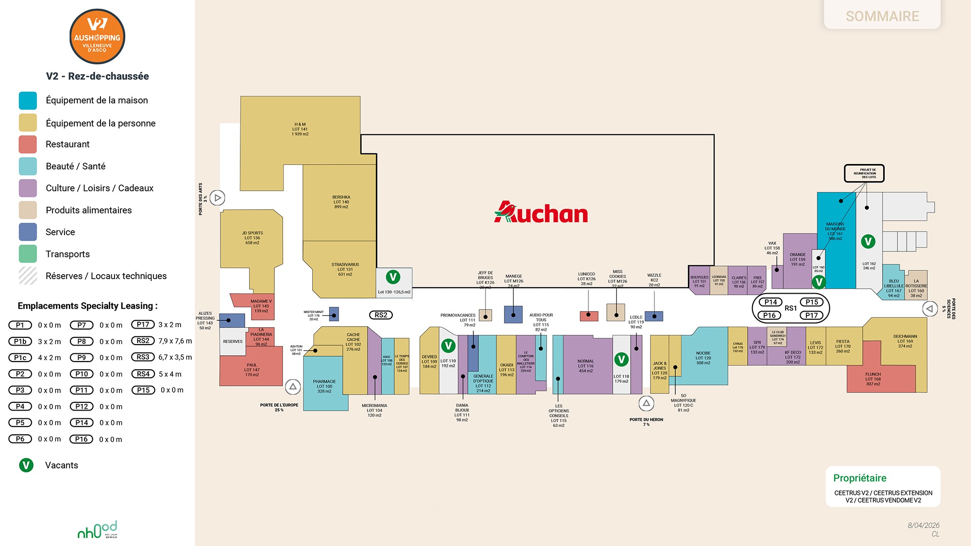 Aushopping V2 – Villeneuve d’Ascq (59) Plan RDC