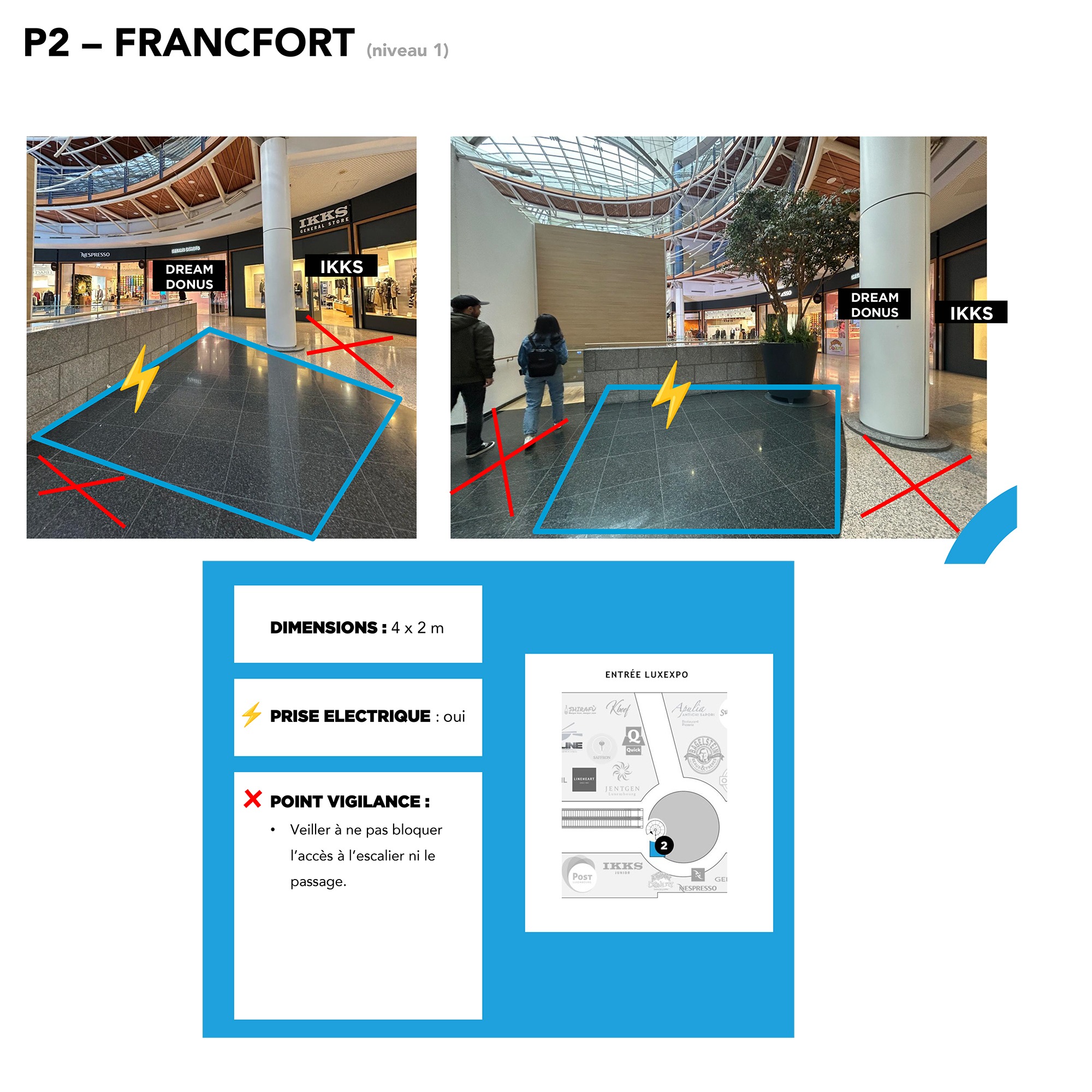 Luxembourg Magasin Kirchberg Niveau 1 – Emplacement Kiosque P2 Francfort
